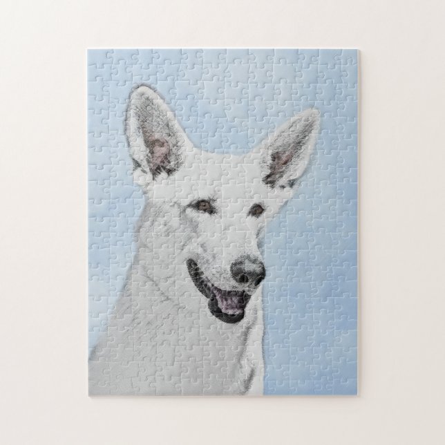White Shepherainting - Niedliche Original Hunde Ku (Vertikal)