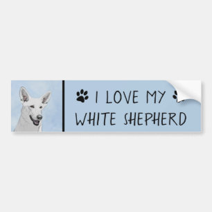 White Shepherainting - Niedliche Original Hunde Ku Autoaufkleber
