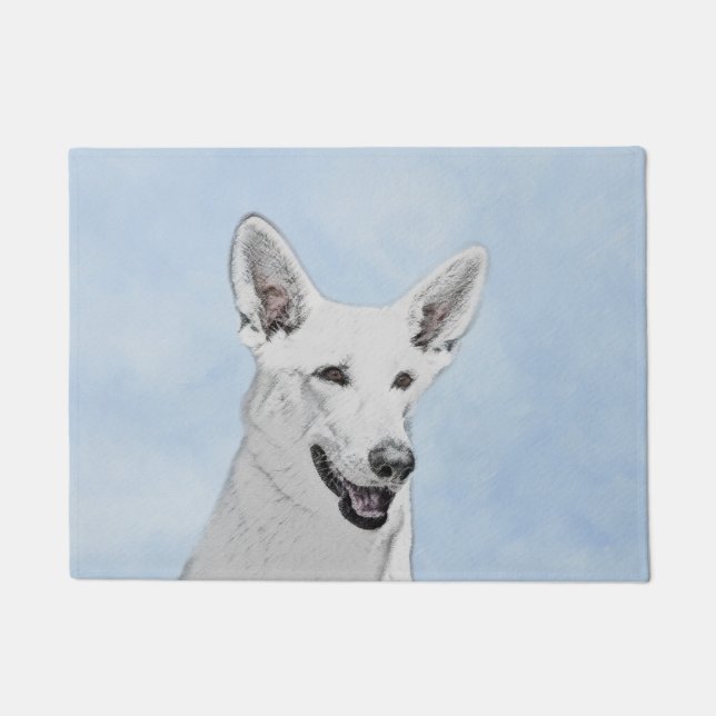 White Shepherainting - Niedliche Original Hunde Ku Fußmatte (Vorderseite)