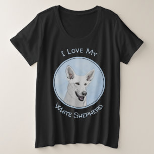 White Shepherainting - Niedliche Original Hunde Ku Große Größe T-Shirt