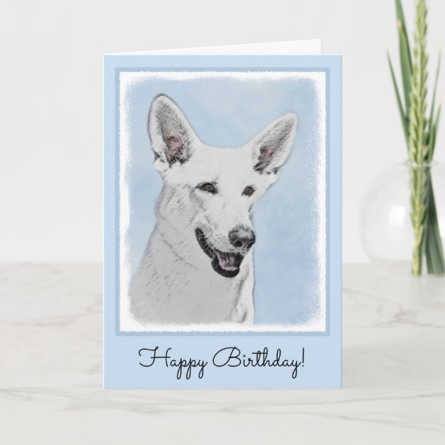 White Shepherainting - Niedliche Original Hunde Ku Karte (Vorderseite)
