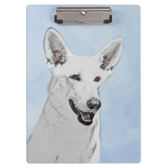 White Shepherainting - Niedliche Original Hunde Ku Klemmbrett (Vorderseite)