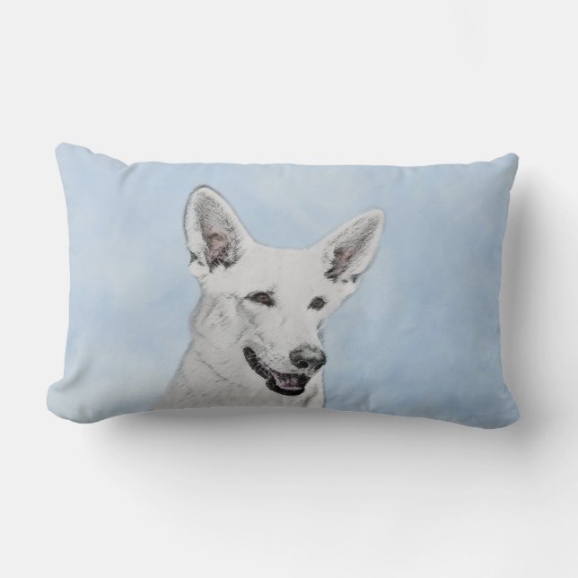 White Shepherainting - Niedliche Original Hunde Ku Lendenkissen (Vorderseite)