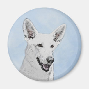 White Shepherainting - Niedliche Original Hunde Ku Magnet