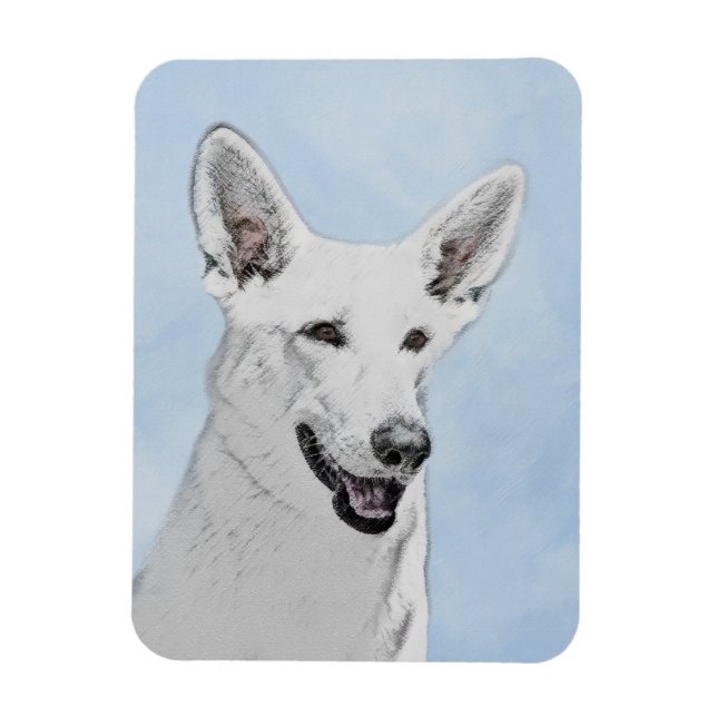 White Shepherainting - Niedliche Original Hunde Ku Magnet (Vertikal)