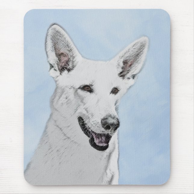 White Shepherainting - Niedliche Original Hunde Ku Mousepad (Vorne)
