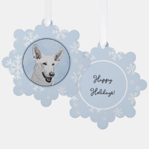 White Shepherainting - Niedliche Original Hunde Ku Ornament Karte