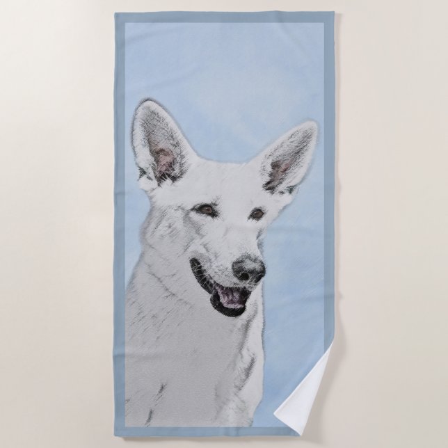 White Shepherainting - Niedliche Original Hunde Ku Strandtuch (Vorderseite)