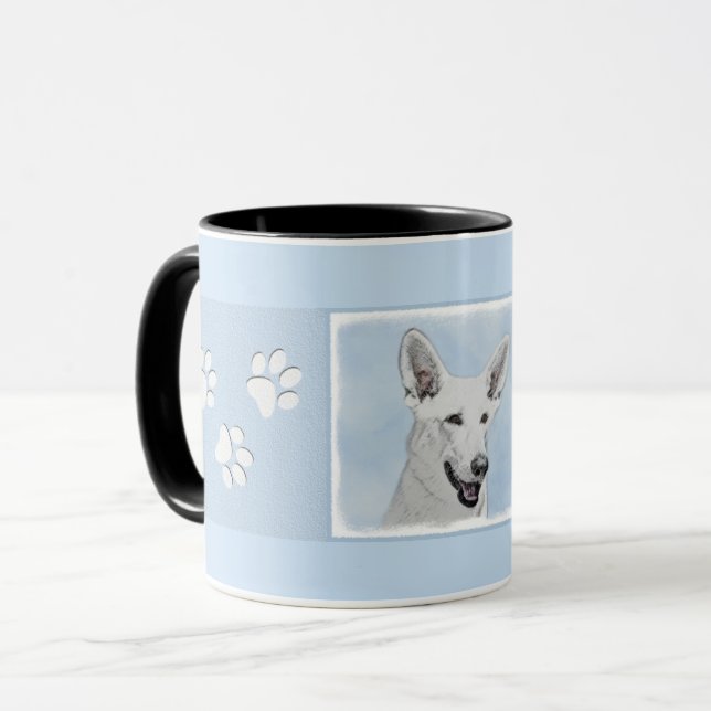 White Shepherainting - Niedliche Original Hunde Ku Tasse (Vorderseite Links)