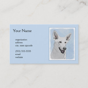 White Shepherainting - Niedliche Original Hunde Ku Visitenkarte
