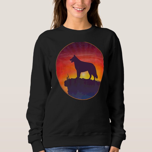 White Shepherd Dog Sunset Sweatshirt (Vorderseite)