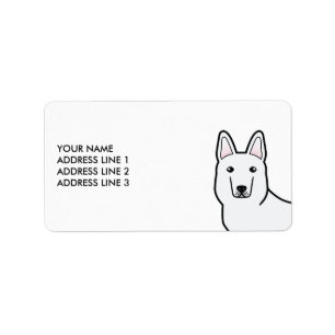 White Shepherd White German Shepherd & Custom Text Adressaufkleber