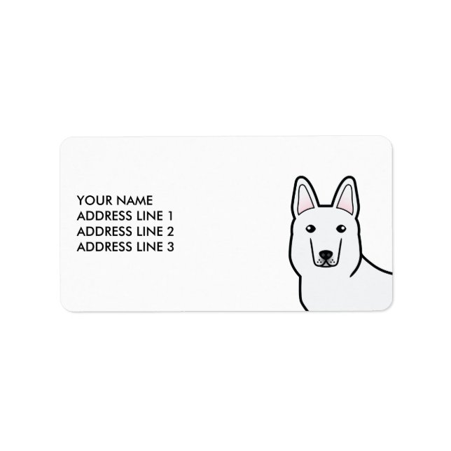 White Shepherd White German Shepherd & Custom Text Adressaufkleber (Vorne)