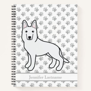 White Shepherd White German Shepherd & Custom Text Notizbuch