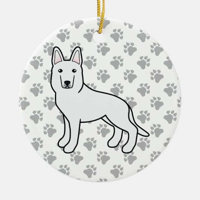 White Shepherd / White German Shepherd Dog Keramik Ornament (Vorne)