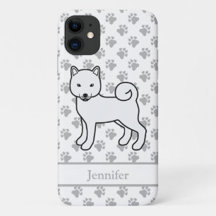 White Shiba Inu Niedlich Cartoon Dog & Name Case-Mate iPhone Hülle