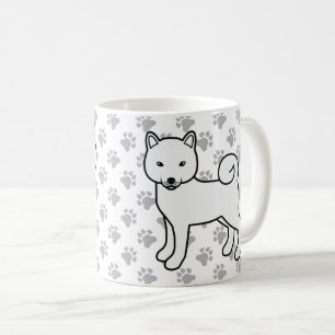 White Shiba Inu Niedlich Cartoon Dog & Paws Kaffeetasse