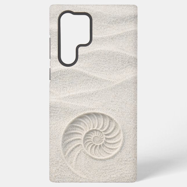 White Shimmer Sand Nautilus Shell Coastal Samsung Galaxy Hülle (Rückseite)