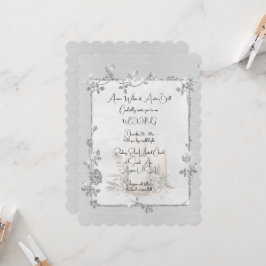 White Shiny Elegant Sparkly Frame Wedding Einladung