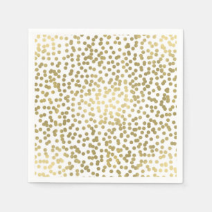 White & Shiny Gold Dots Confetti Elegantes Chic Gl Serviette