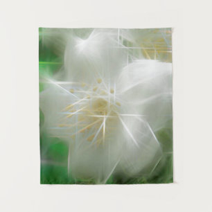 White Shiny Jasmine Wandteppich