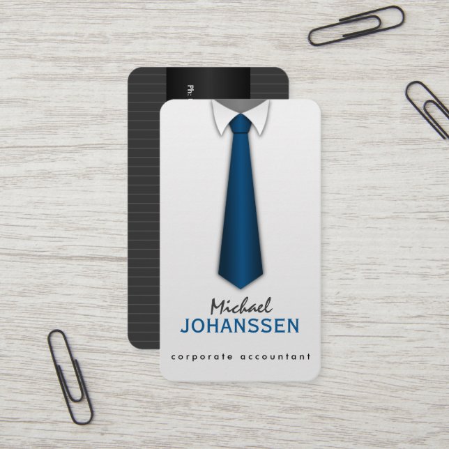White Shirt Blue Krawatte Accountant Cards Visitenkarte (Vorderseite/Rückseite Beispiel)