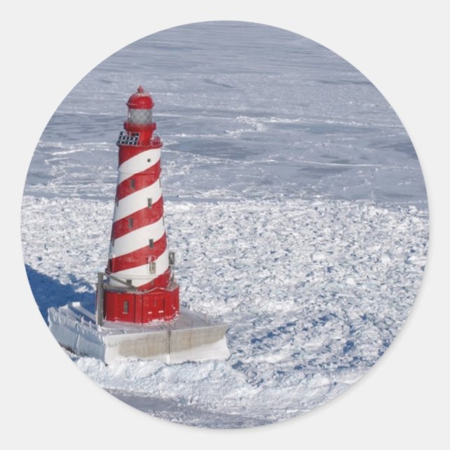 White Shoal Lighthouse Runder Aufkleber (Vorderseite)