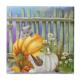 White Shoe Lost im Pumpkin Patch Collage Fliese