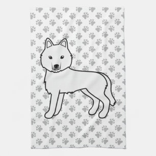 White Siberian Husky Niedlich Cartoon Dog Geschirrtuch
