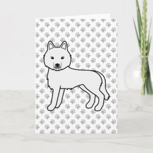 White Siberian Husky Niedlich Cartoon Dog Karte