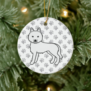 White Siberian Husky Niedlich Cartoon Dog Keramik Ornament