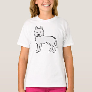 White Siberian Husky Niedlich Cartoon Dog T - Shir T-Shirt