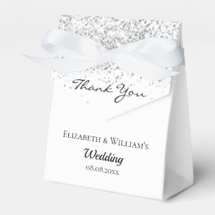 White Silber Konfetti danke Ihnen Hochzeit Geschenkschachtel