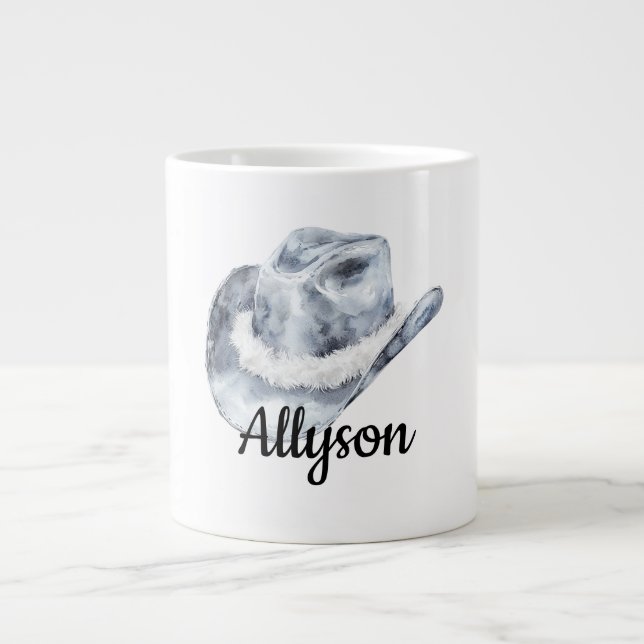 White Silver Cowgirl Hat Jumbo-Tasse (Vorderseite)
