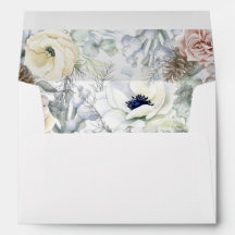 White Silver Floral Wedding Umschlag