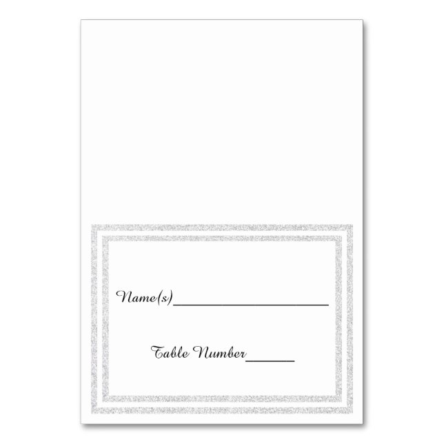 White Silver Glittered Trim - Escort Card Tischnummer (Vorderseite)