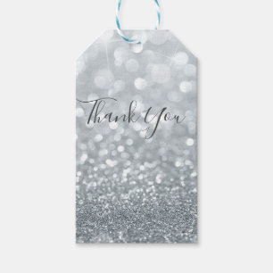 White Silver Glitzer Bokeh Glam Sweet 16 Party Geschenkanhänger