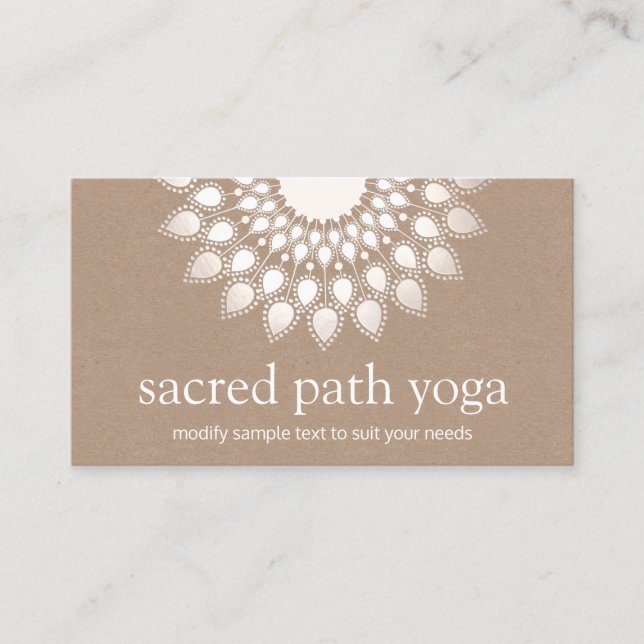 White Silver Lotus Mandala Yoga und Mediation Visitenkarte (Vorderseite)