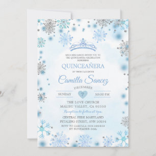 White Silver Snowflake Weihnachten Sweet 16. Einla Einladung