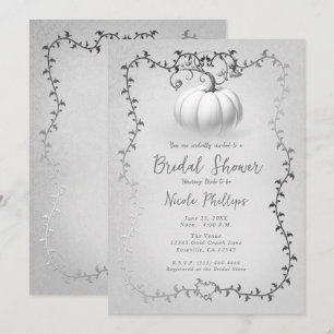 White Silver Storybook White Pumpkin Brautparty Einladung