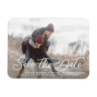 White Simple Calligraphy Save the Date Foto