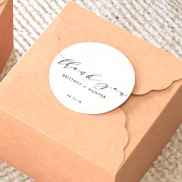 White Simple Elegant Danke Hochzeit Runder Aufkleber