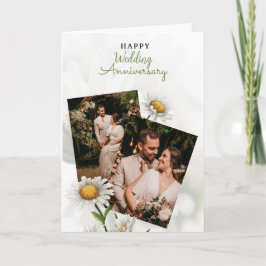 White Simple Floral Happy Hochzeit Jahrestag Karte
