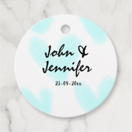 white simple minimal text style wedding blue heart geschenkanhänger