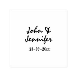 white simple minimal text style wedding blue heart permastempel