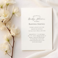 White Simple Minimalistisch Script Baby Dusche