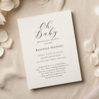 White Simple Minimalistisch Script Oh Baby Dusche