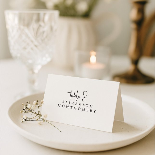 White Simple Modern Wedding Calligraphy Tischnummer (Von Creator hochgeladen)