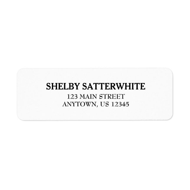 White Simple Schlicht Rücksendeadressen-Aufkleber (Vorne)