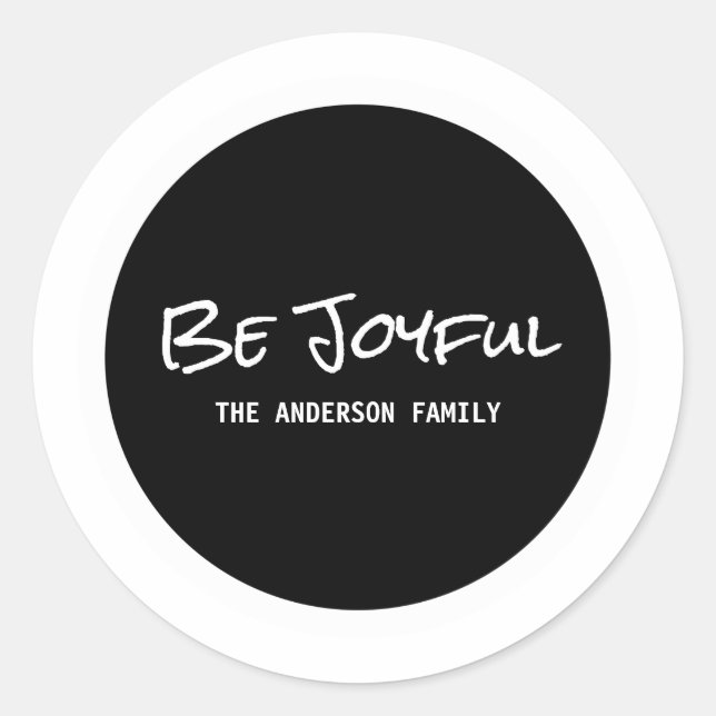 White Simple Script Be Joyful Holiday Stickers (Vorderseite)